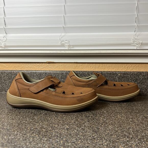 Orthofeet 896 Cognac Leather Shoes Womens Size 10 2E X-Wide Comfort Casual Flats - Picture 4 of 11